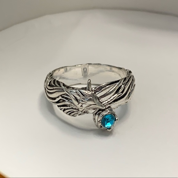 Silver Fox & Blue Crystal Ring NEW - Picture 5 of 7